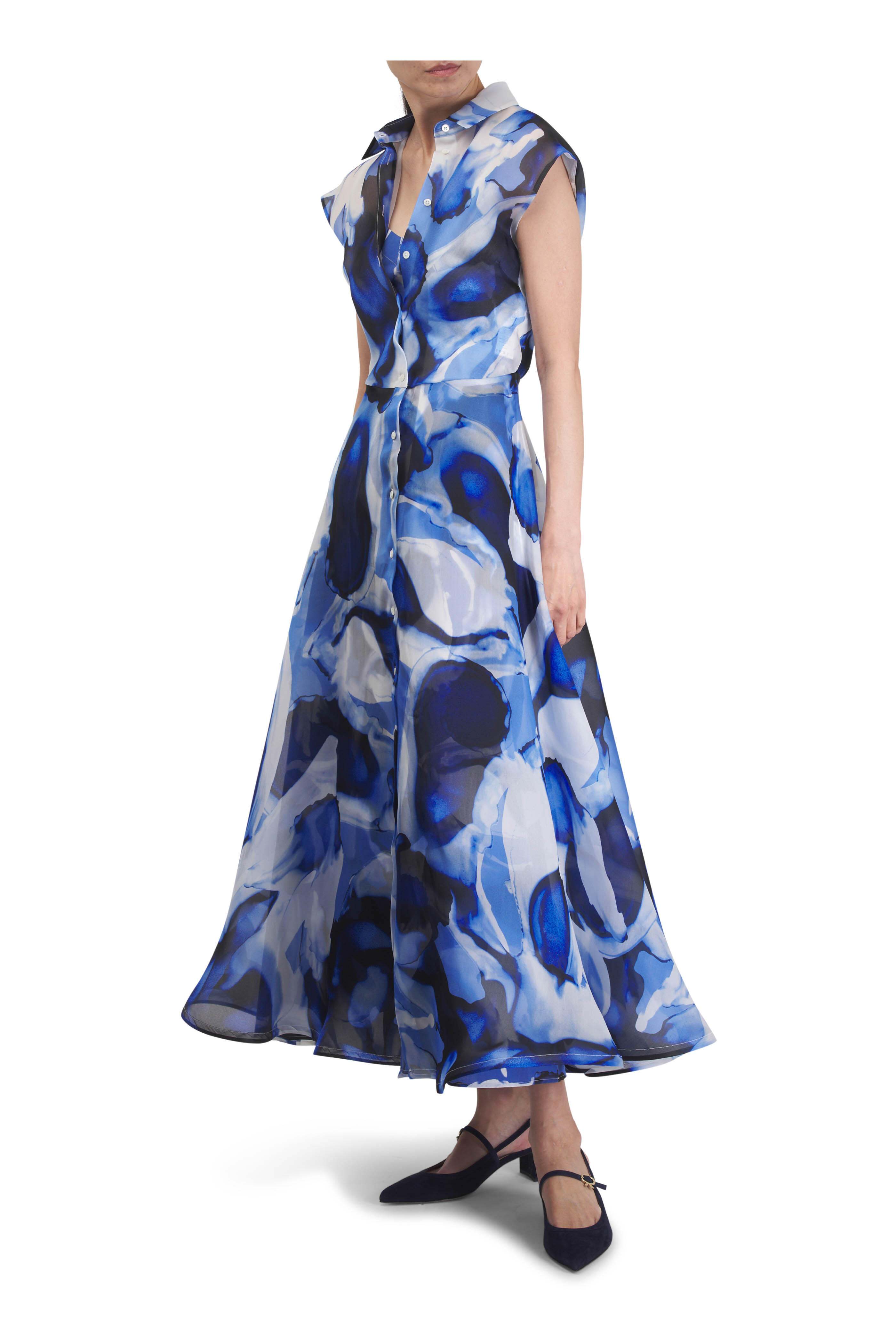 Gianvito Rossi - Allette Navy Suede Slingback, 45mm