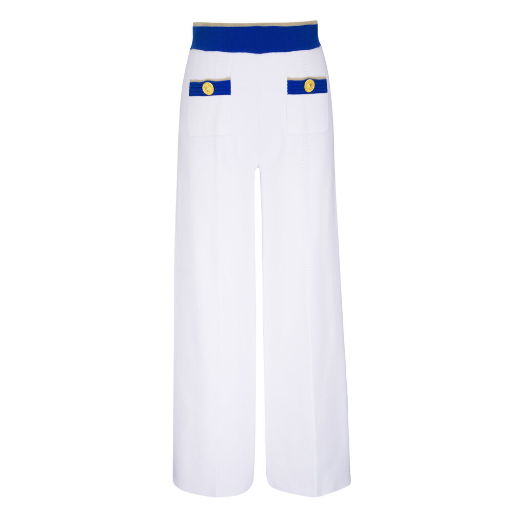 L'Agence - Madrid Navy, White & Gold Wide Leg Pant