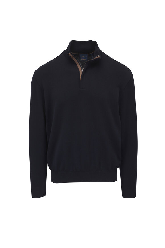 Paul & Shark Blue Summer Wool Quarter Zip Sweater