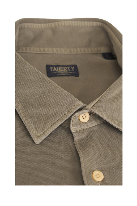 Faherty Brand Costa Pique Olive Ridge Button Down Shirt - view 2