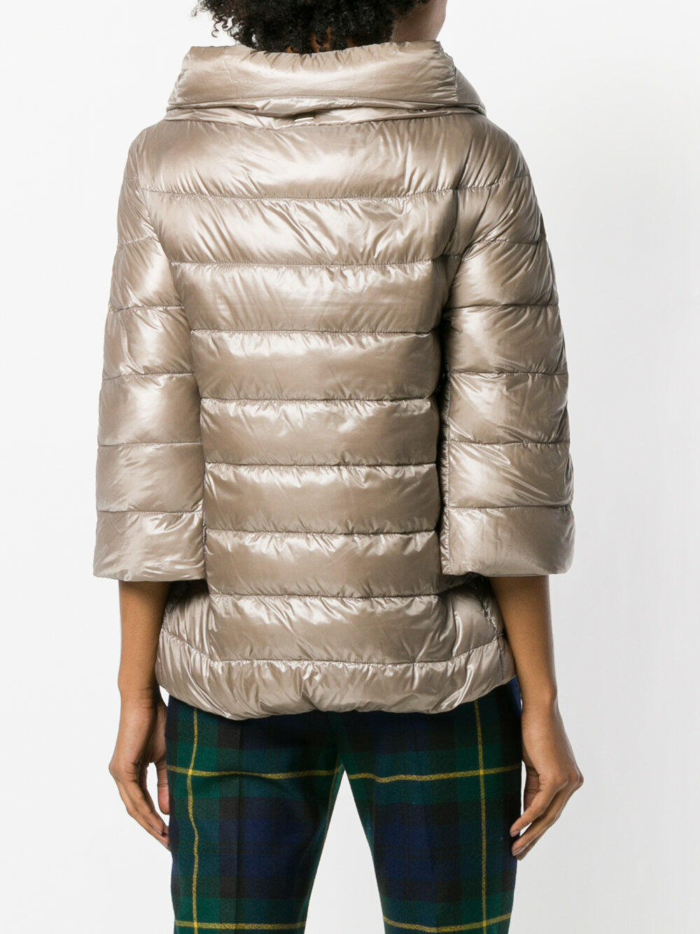 Herno - Taupe Three-Quarter Sleeve Puffer Jacket Herno - Taupe Three-Quarter Sleeve Puffer Jacket