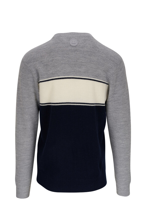 Peter Millar - Navy & Gray Striped Alpine Crewneck Sweater 