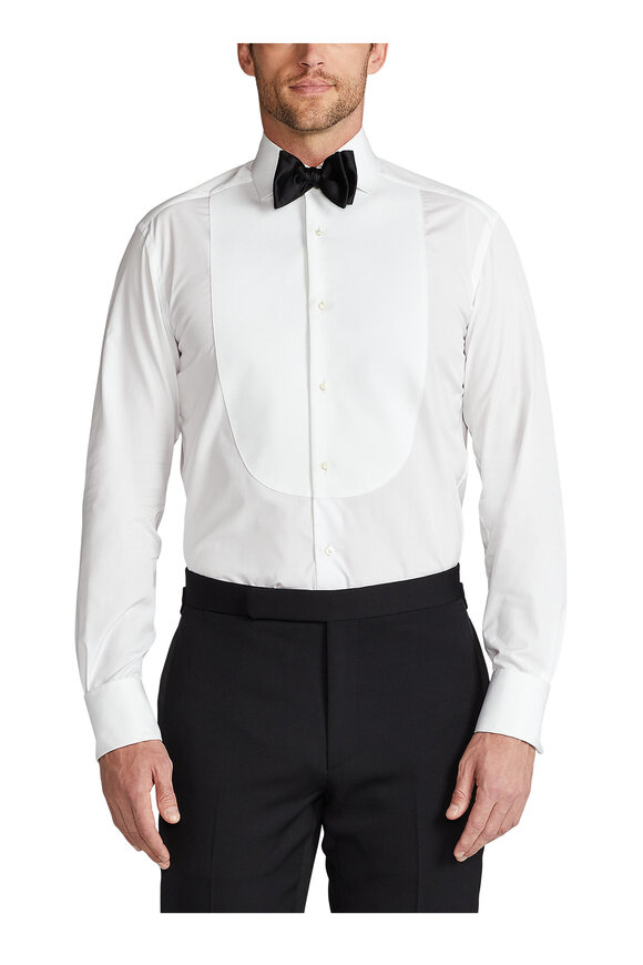 Ralph Lauren Purple Label - White Poplin Piqué Tuxedo Shirt