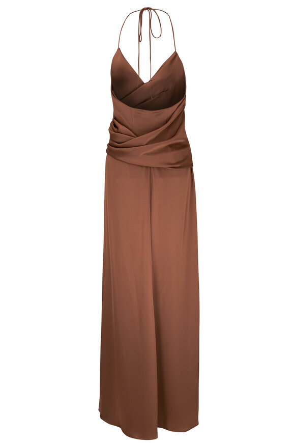 Carolina Herrera - Draped Nutmeg Satin Gown