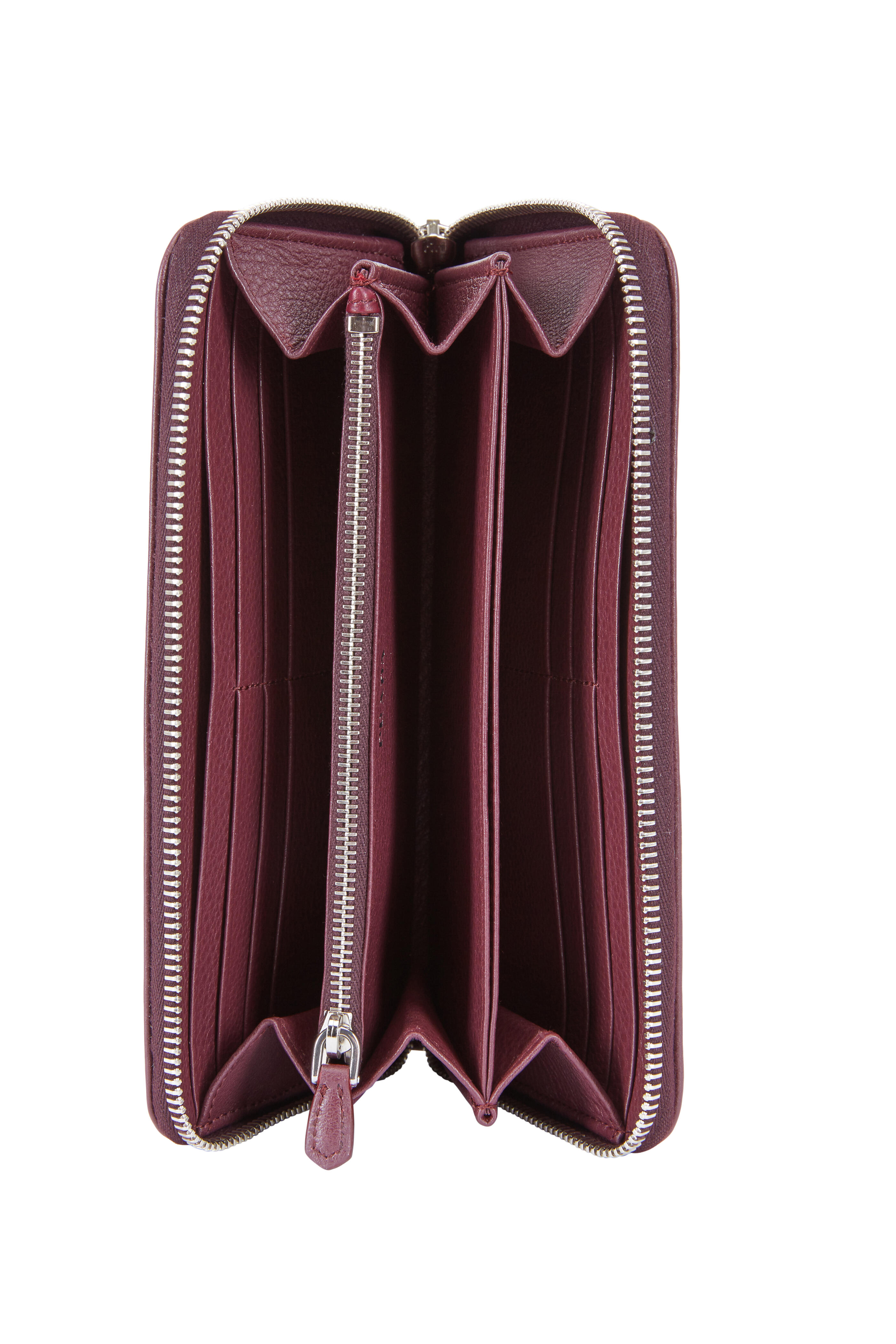 Prada - Burgundy Pebbled Leather Zip-Around Wallet - view 4