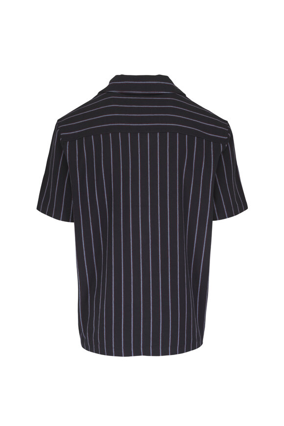 Vince Coastal Combo Stripe Cotton Terry Cabana Shirt - view 2