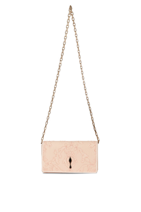 Christian Louboutin Bettina Light Blush Crepe Satin Chain Clutch - view 1