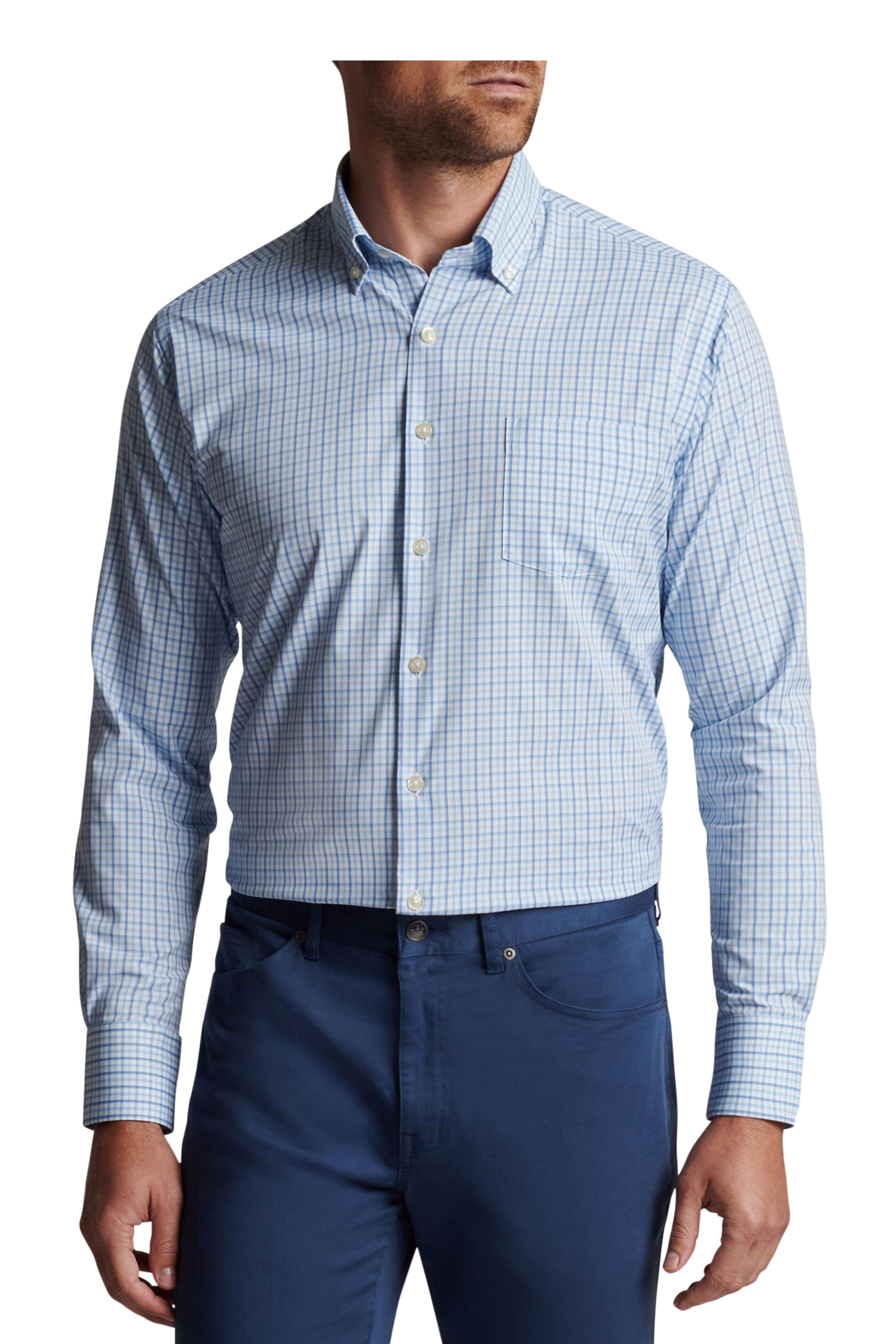 Peter Millar - Daventry Performance Twilight Blue Sport Shirt - view 7