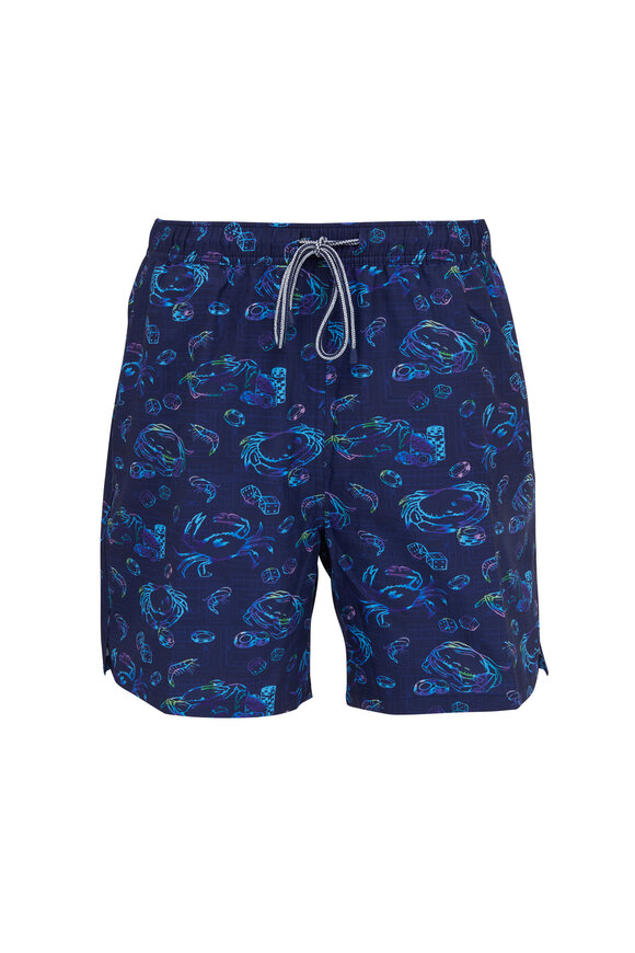 Peter Millar - Navy Crabs & Dice Swim Trunks