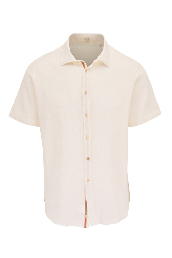 GMF - White Cotton Seersucker Sport Shirt