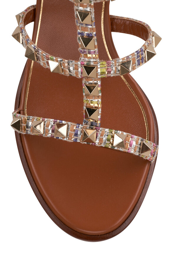 Valentino Garavani - Multicolor Rockstud Raffia Block Heel Sandal, 90mm