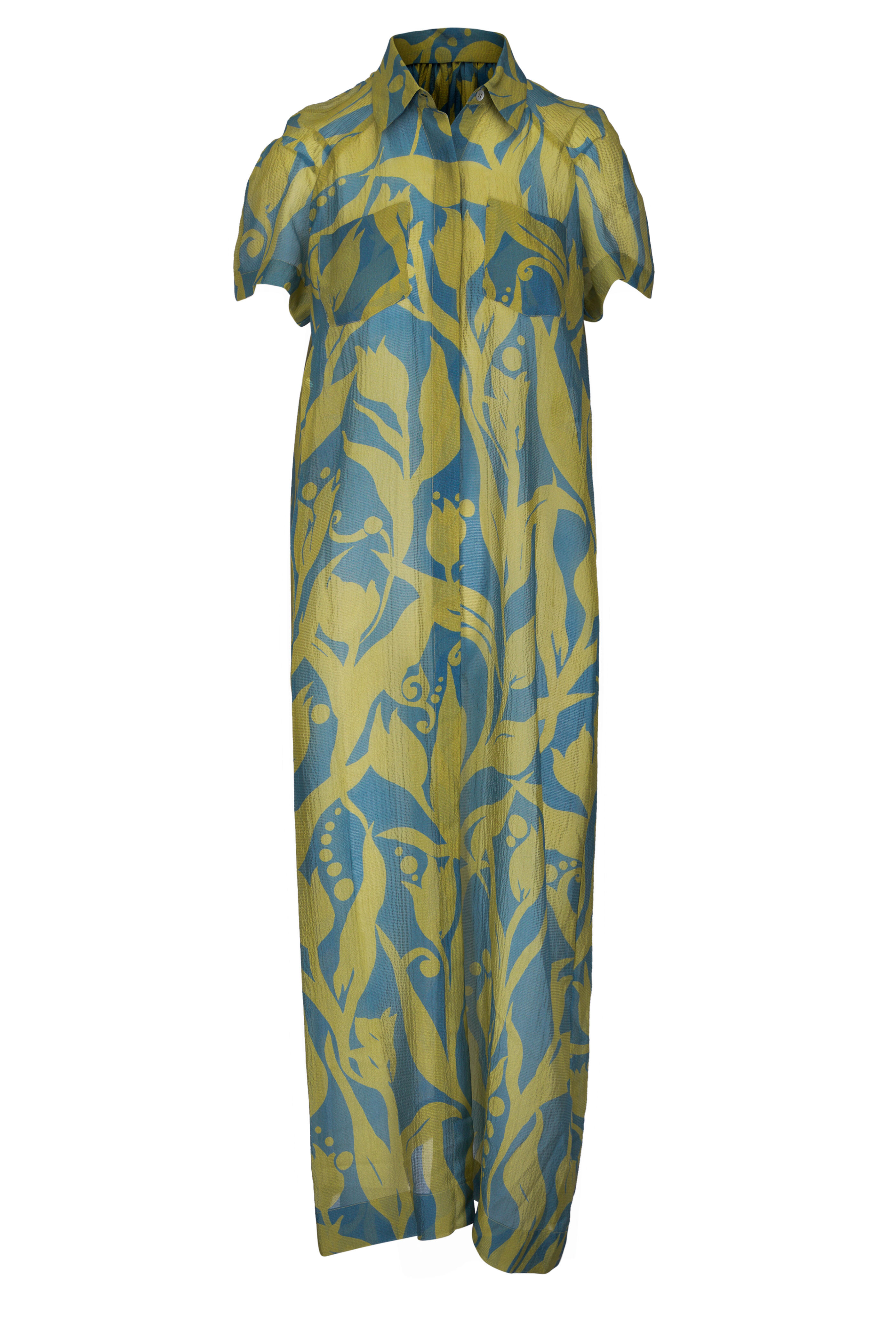Dries Van Noten - Davinia Tulip Print Green Multi Silk Dress