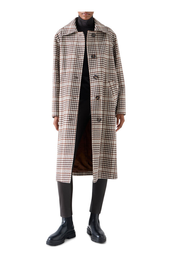 Akris Punto Winter White Check Long Coat - view 2
