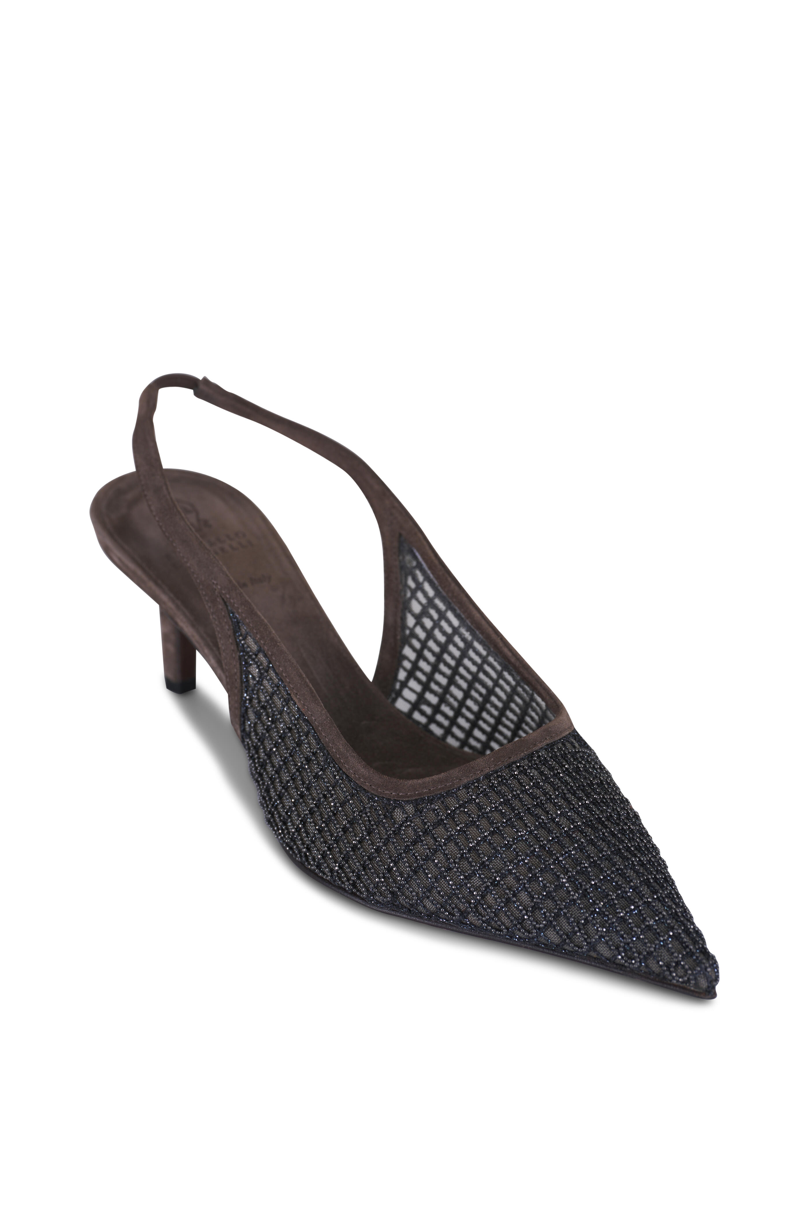 Brunello Cucinelli - Black Monili Slingback, 55mm