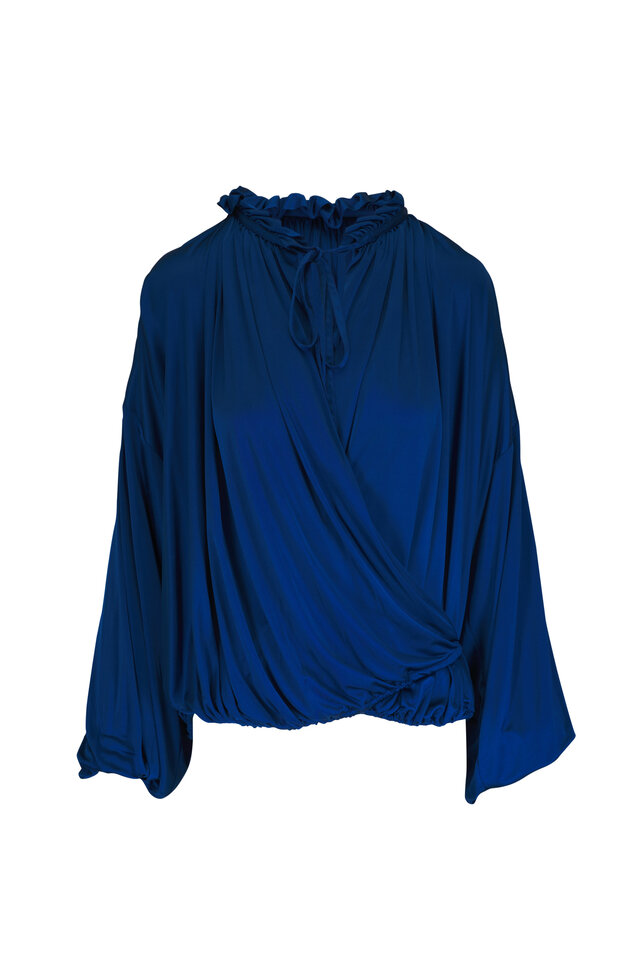 Bluelea ❤︎ Silky jacquard blouse Women Silk Shirt White Luxury Blue Jacquard Mulberry Silk