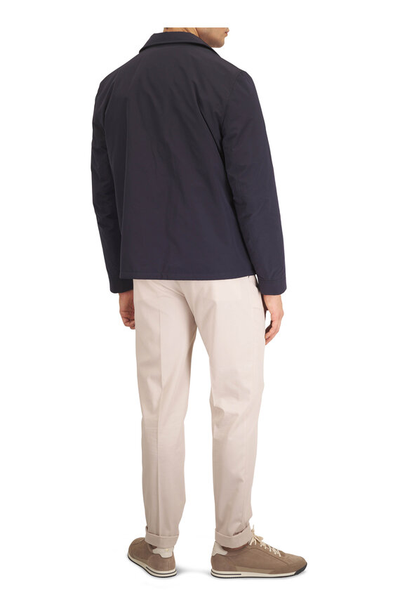 Brunello Cucinelli Navy Nylon Snap Front Jacket - view 4