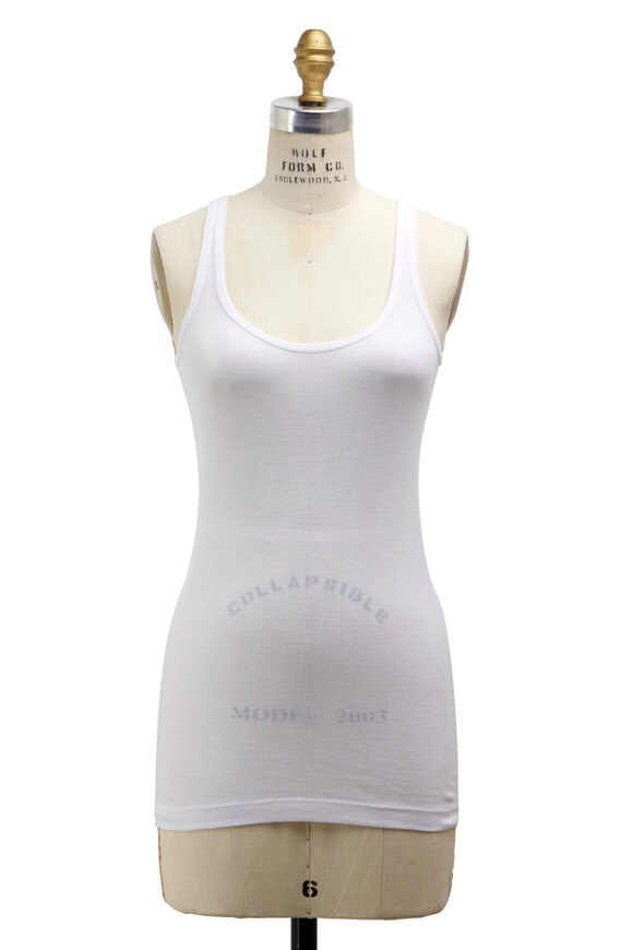 Vince - White Cotton-Blend Favorite Tank