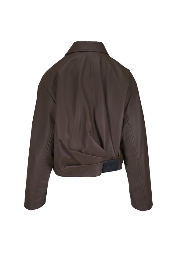 Loewe Dark Moss Draped Leather Jacket - view 3