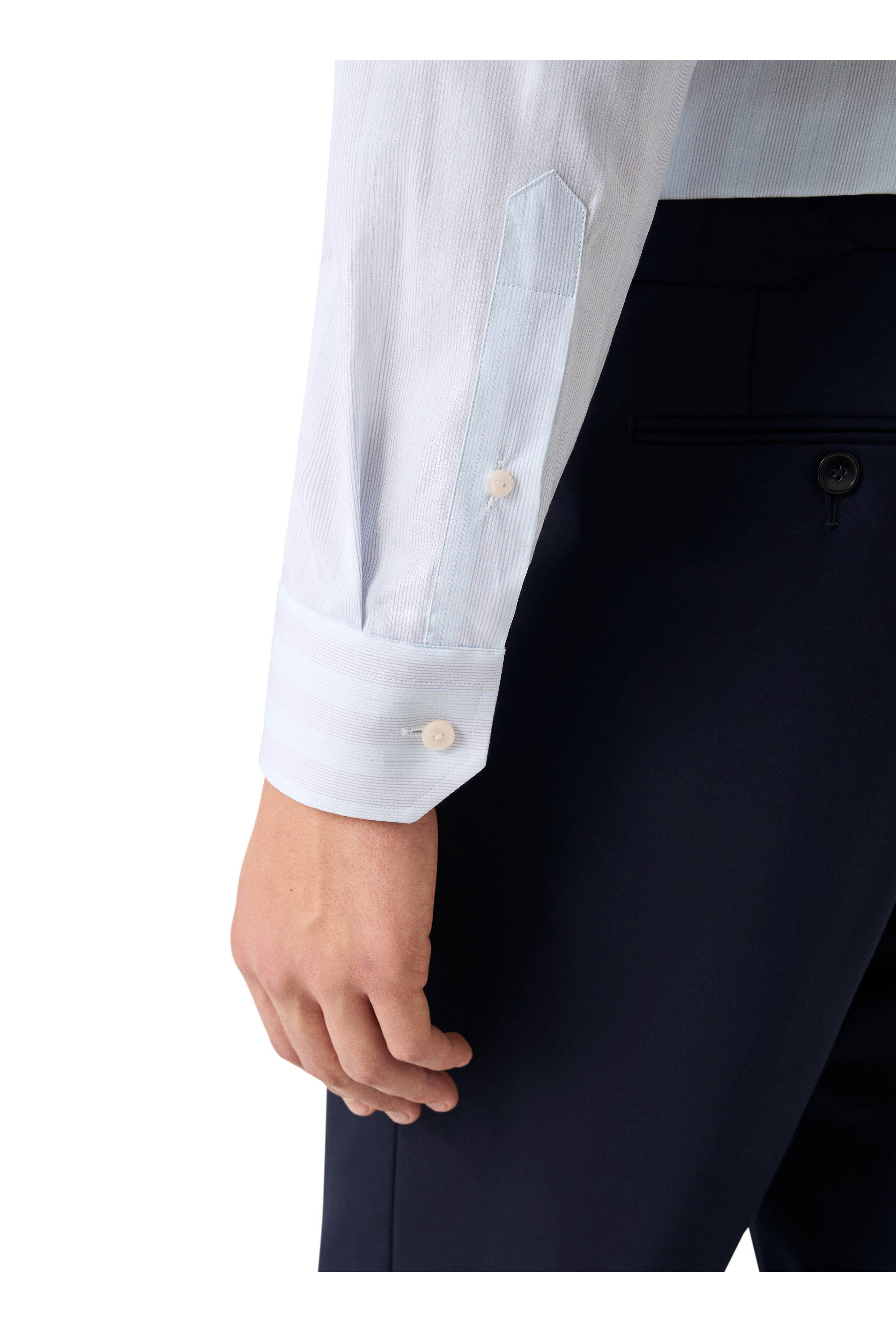 Eton - Light Blue & Purple Stripe Cotton Dress Shirt - view 5