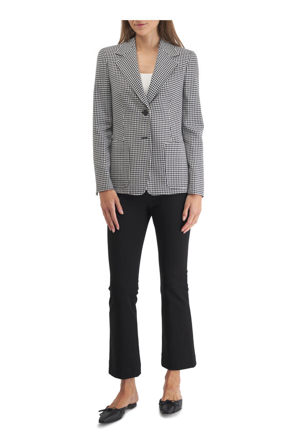 Akris Punto - Black & Cream Houndstooth Wool Blazer 