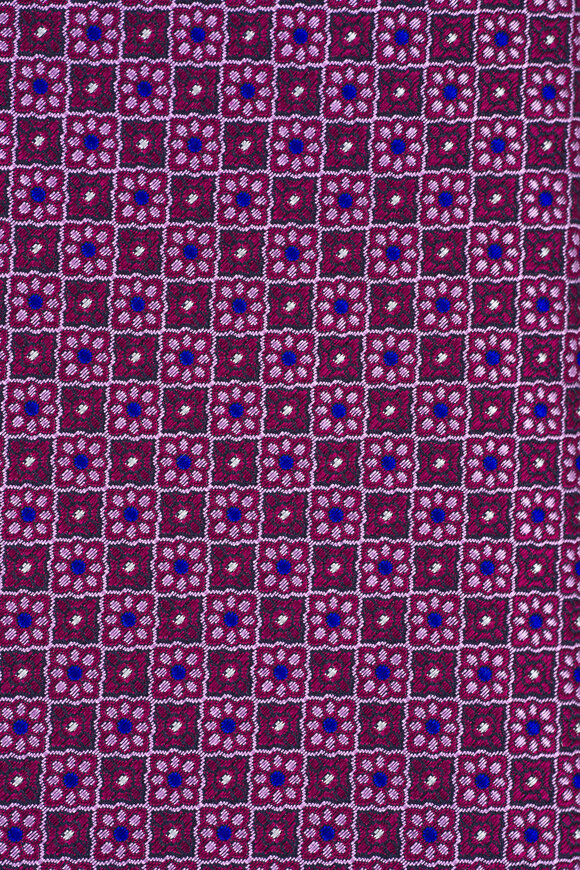 Canali - Magenta Floral Geometric Silk Necktie