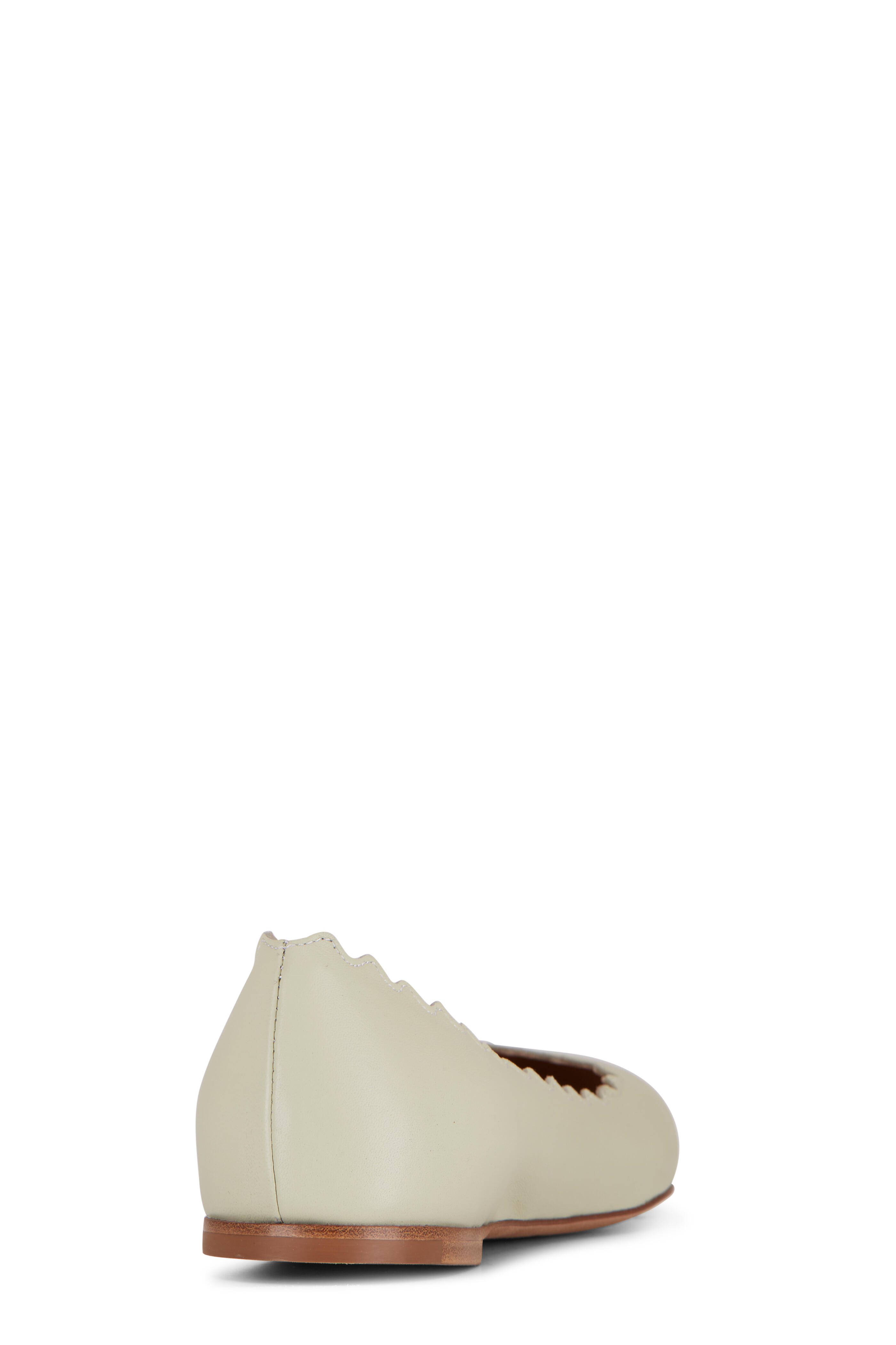 Chloé - Lauren Hazy Green Leather Scallop Ballet Flat