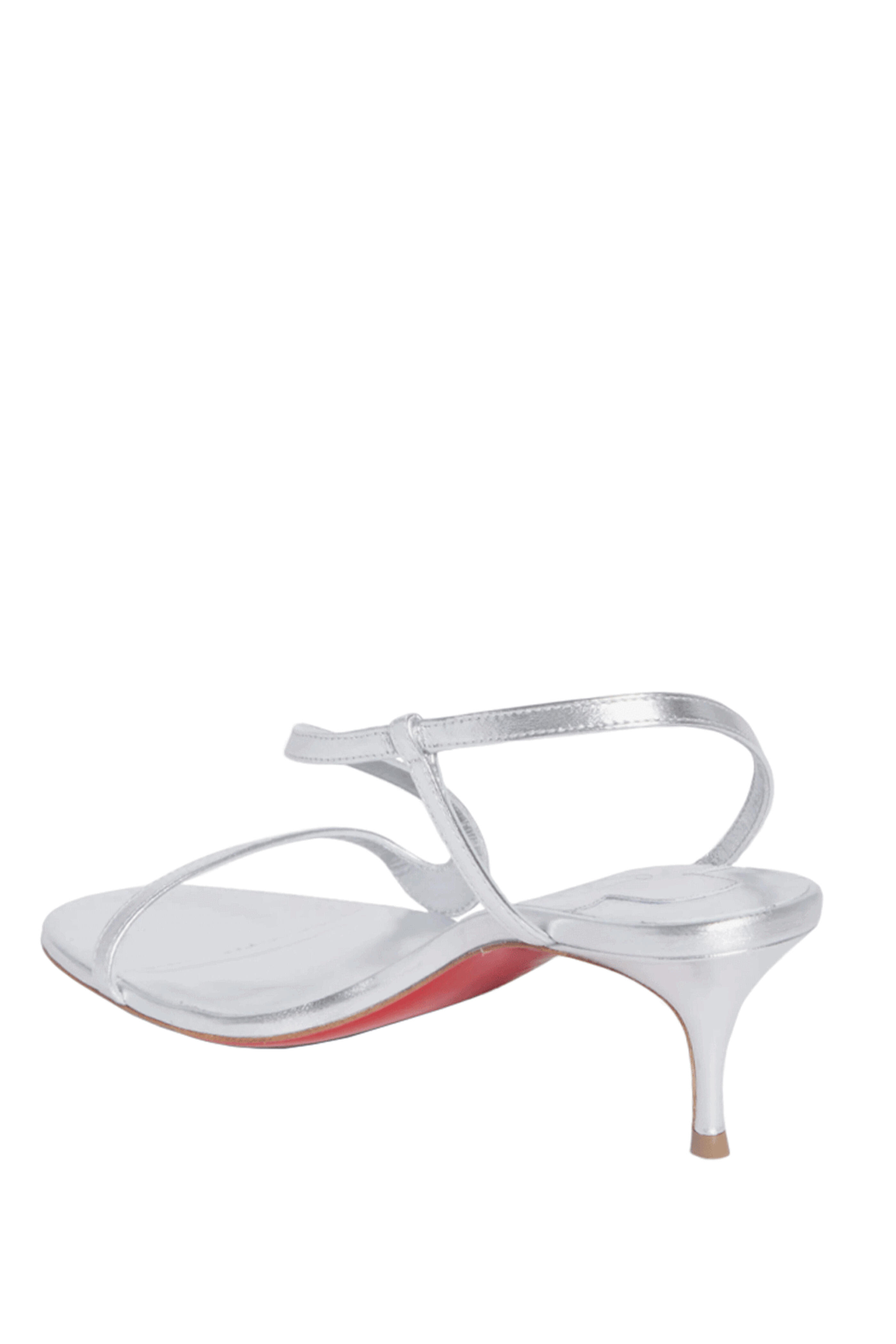 Christian Louboutin - Rosalie Silver Leather Strappy Sandal, 55mm