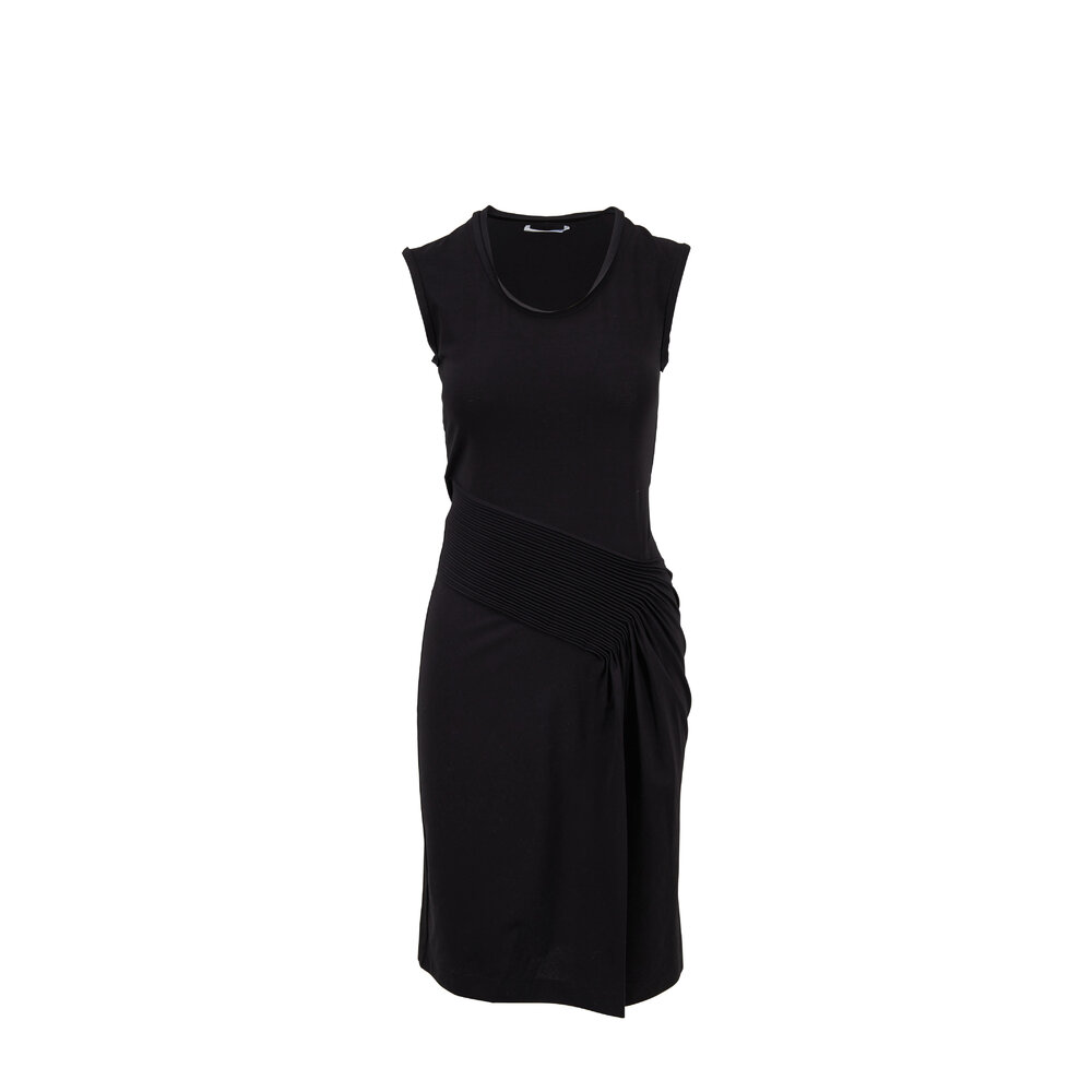 Helmut Lang - Black Pleated Jersey Dress | Mitchell Stores