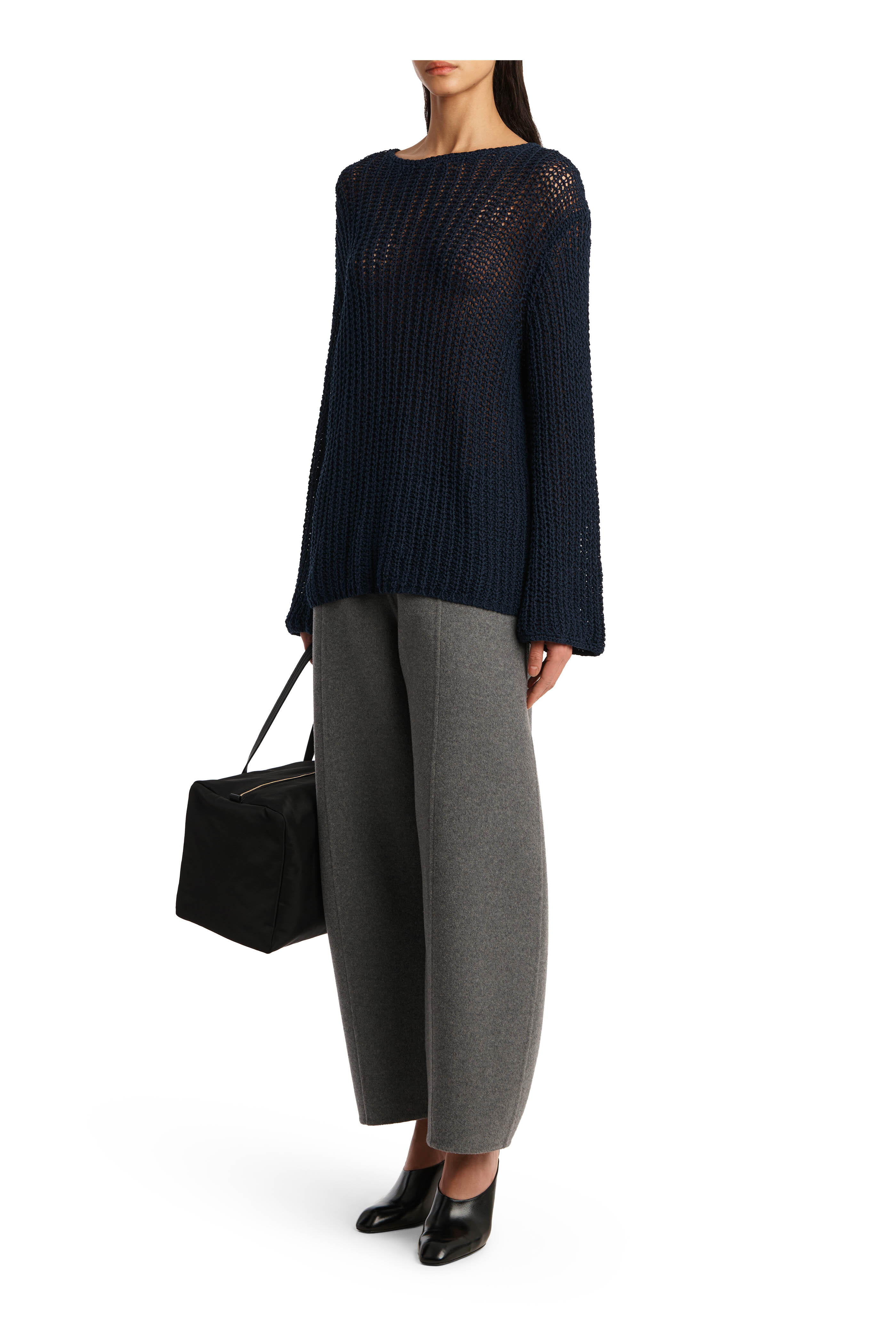 Khaite - Elowen Navy Fisherman’s Rib Knit Pullover Sweater