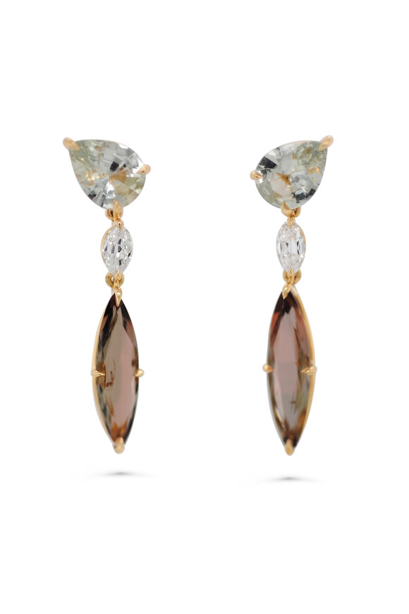 Kali Zoe 18k Yellow Gold Diamond Pear & Gemstone Earring - view 1