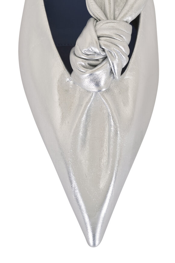 Lanvin Midnight Step Bow Silver Metallic Leather Mule - view 5