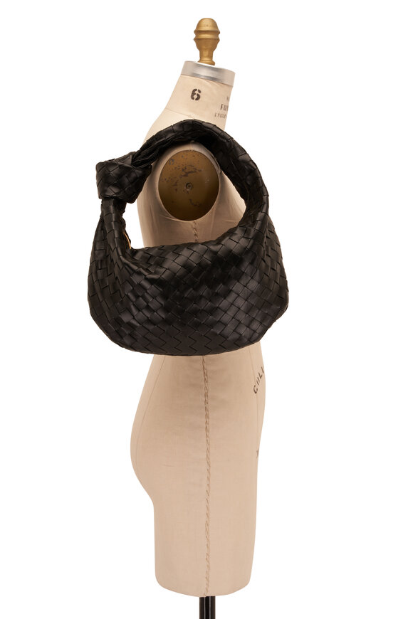 Bottega Veneta - Teen Jodie Black Woven Leather Shoulder Bag