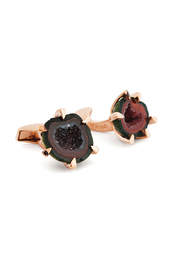 Tateossian - One-of-a-Kind Red Brown Geode Cufflinks