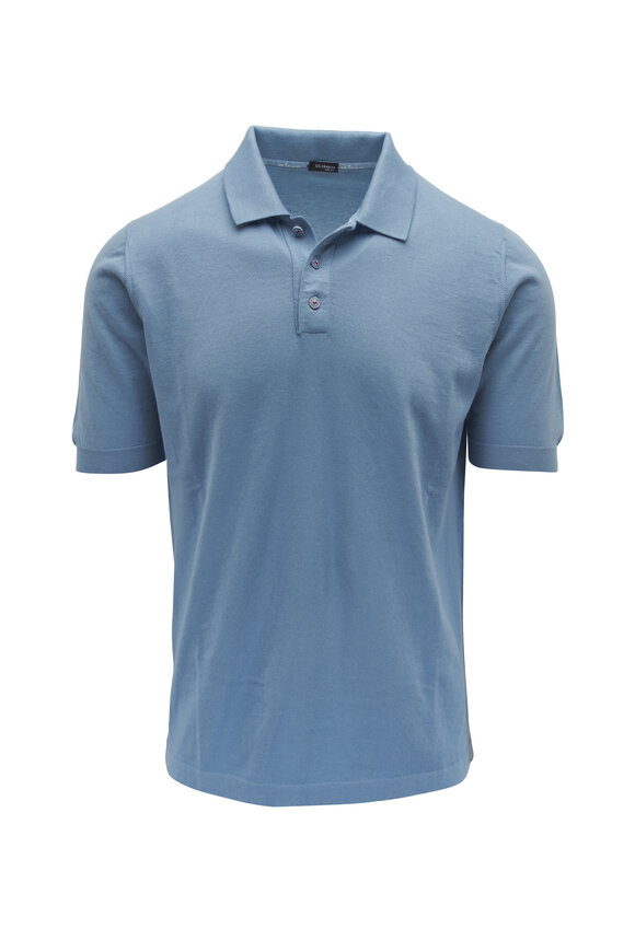 Kiton Blue Cotton Knit Polo