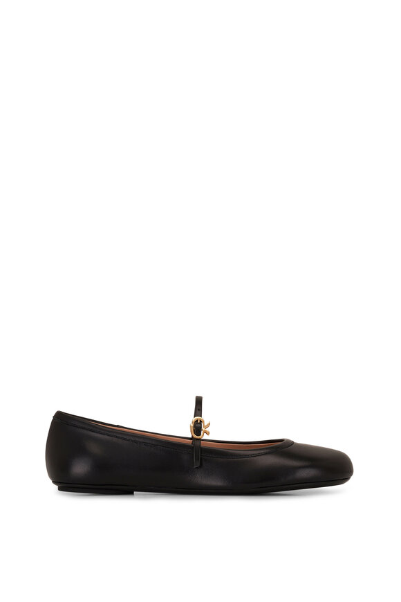 Gianvito Rossi - Black Leather Mary Jane Flat 