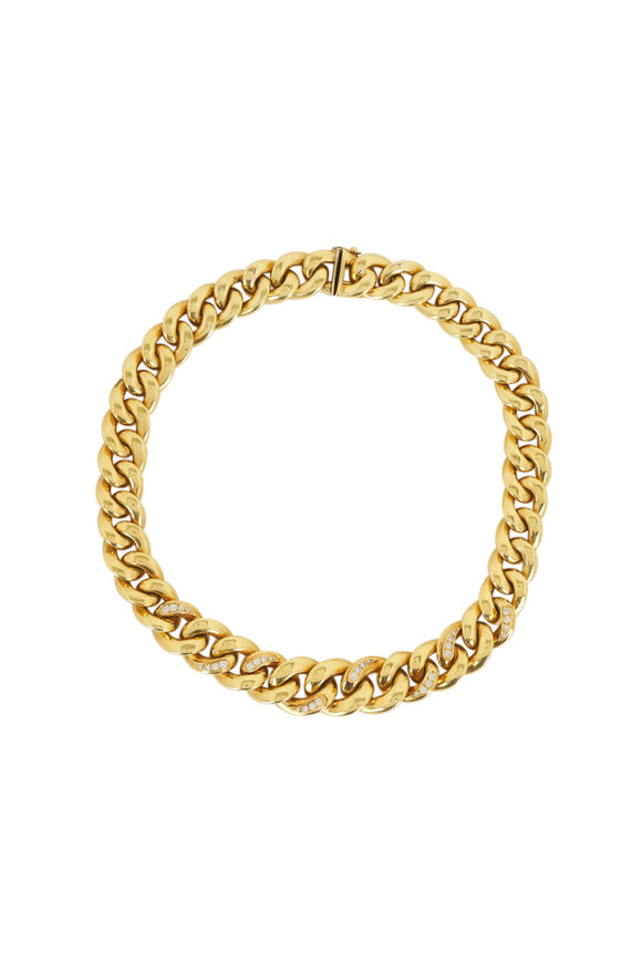 Estate Jewelry American Vintage Diamond Curb Link Necklace