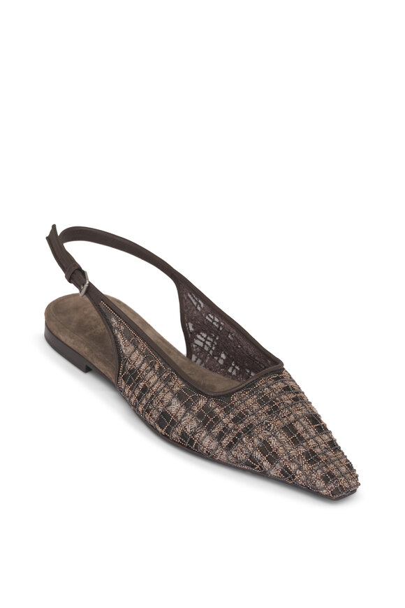 Brunello Cucinelli Embellished Monili Slingback Flat - view 1