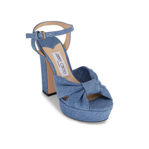 Jimmy Choo - Heloise Knotted Denim Platform Sandal, 120mm