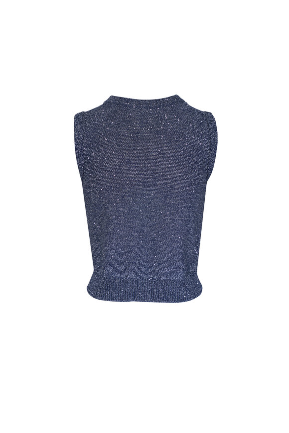 Akris Denim Blue Sequin Embellished Tank - view 3