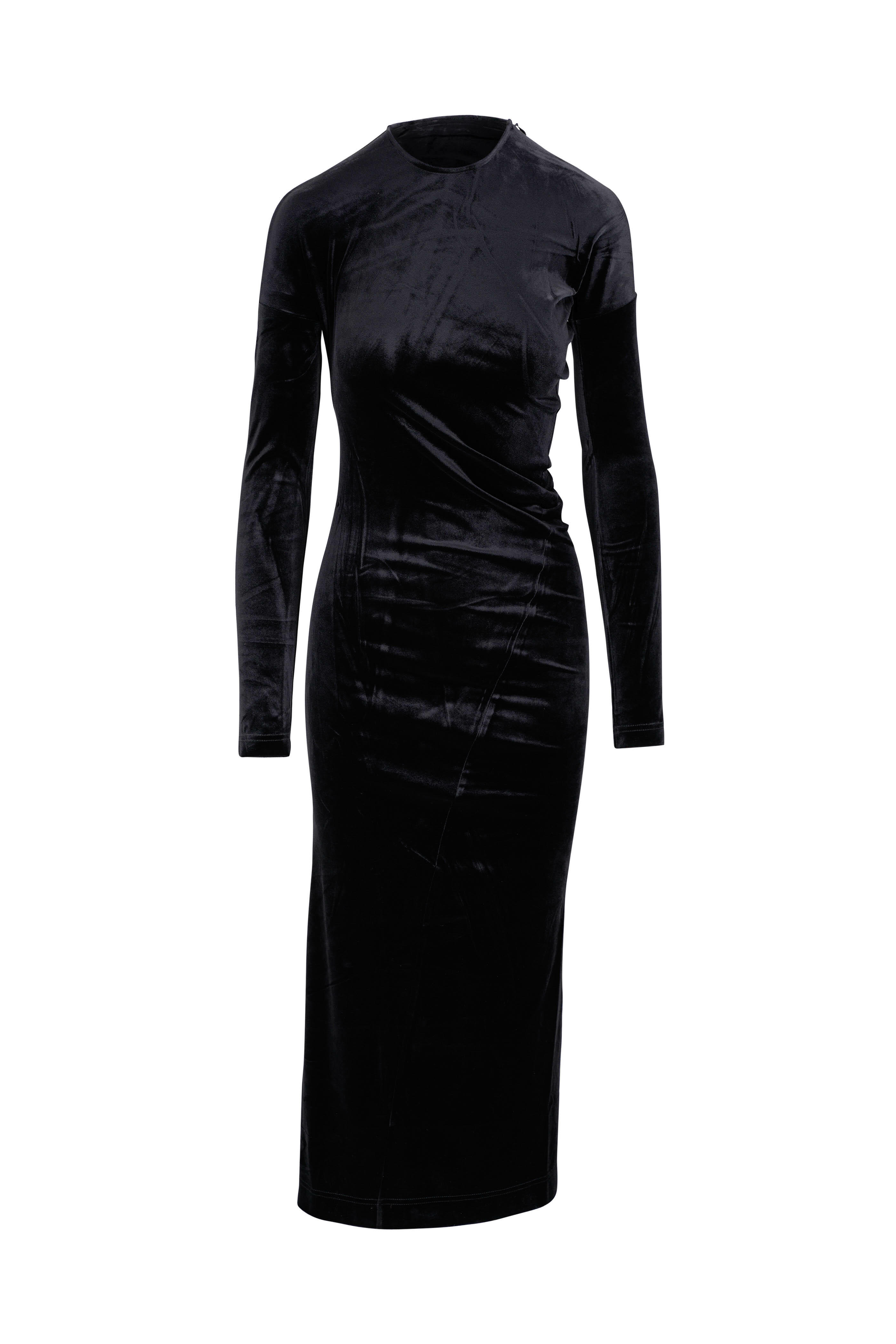 Totême - Twisted Black Stretch Velvet Midi Dress