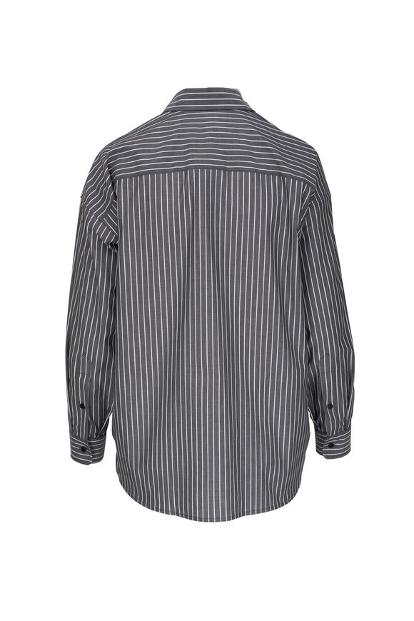 Nili Lotan - Mael Black & White Striped Oversize Shirt