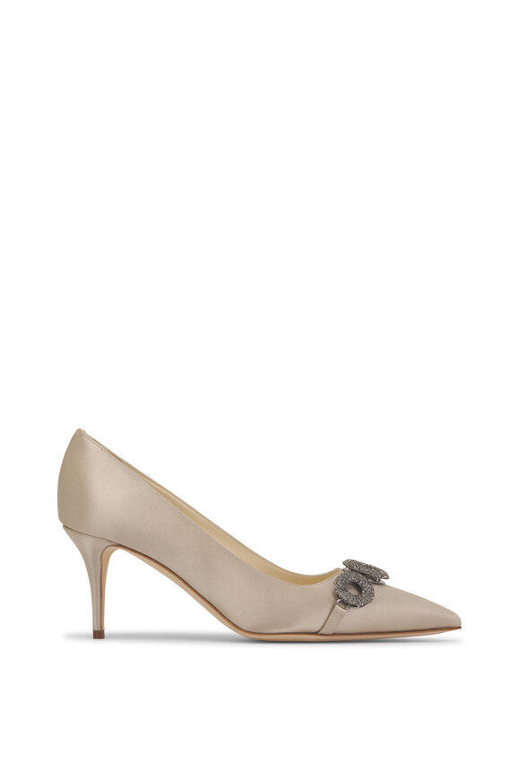 Manolo Blahnik - Isteralo Cream Satin Pump, 70mm