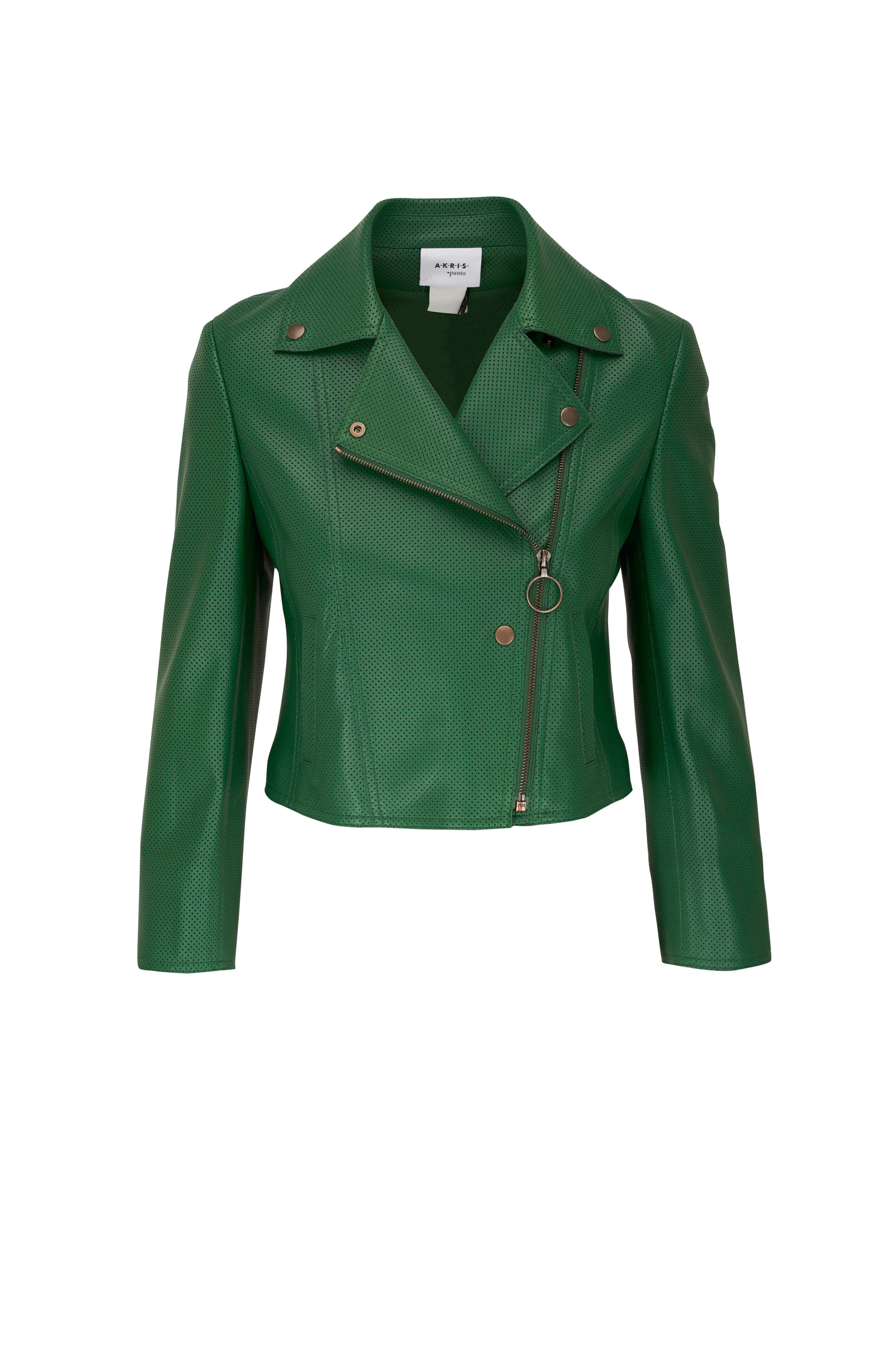Akris Punto - Leaf Green Perforated Leather Jacket