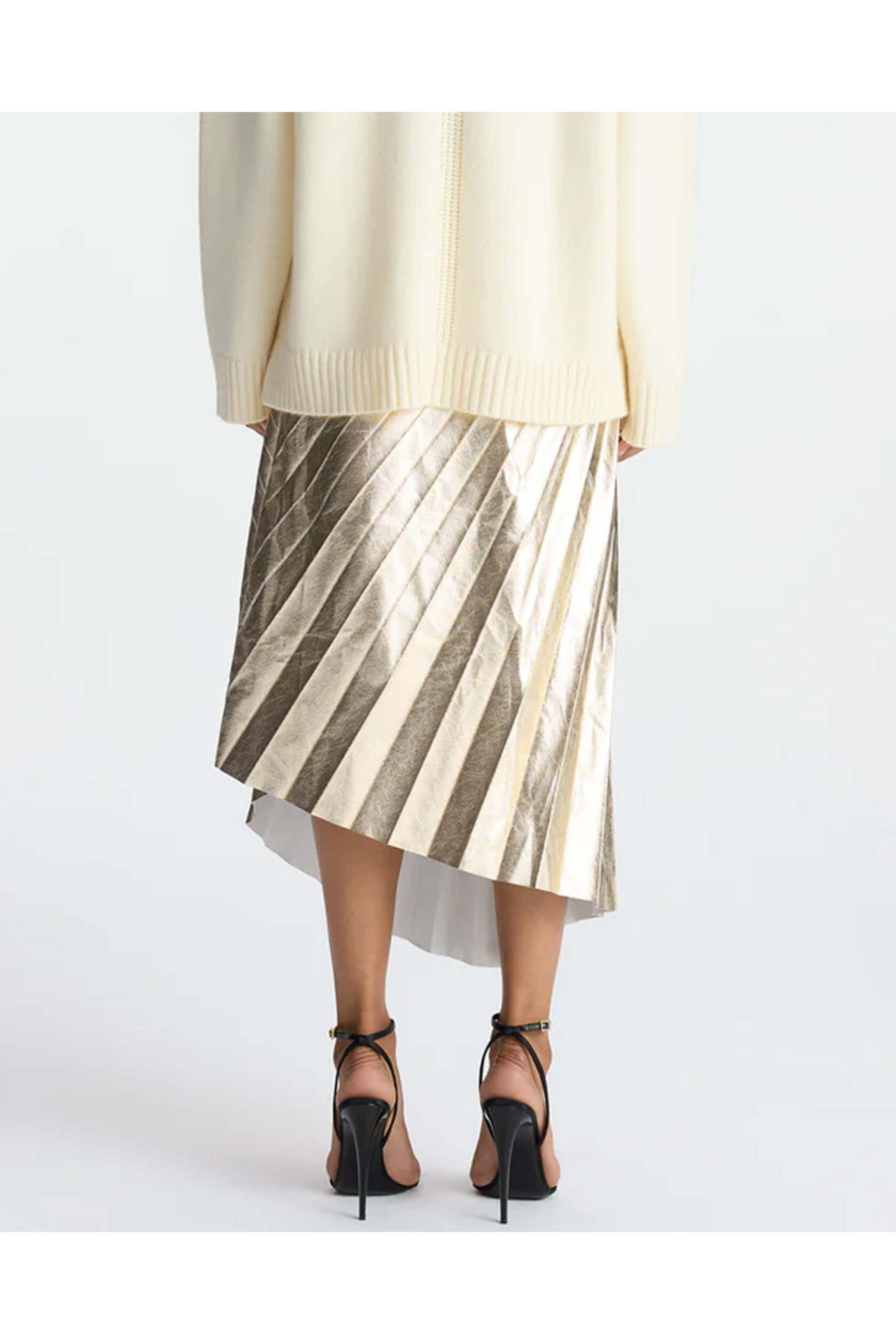 A.L.C. - Pale Gold Pleated Tori Skirt