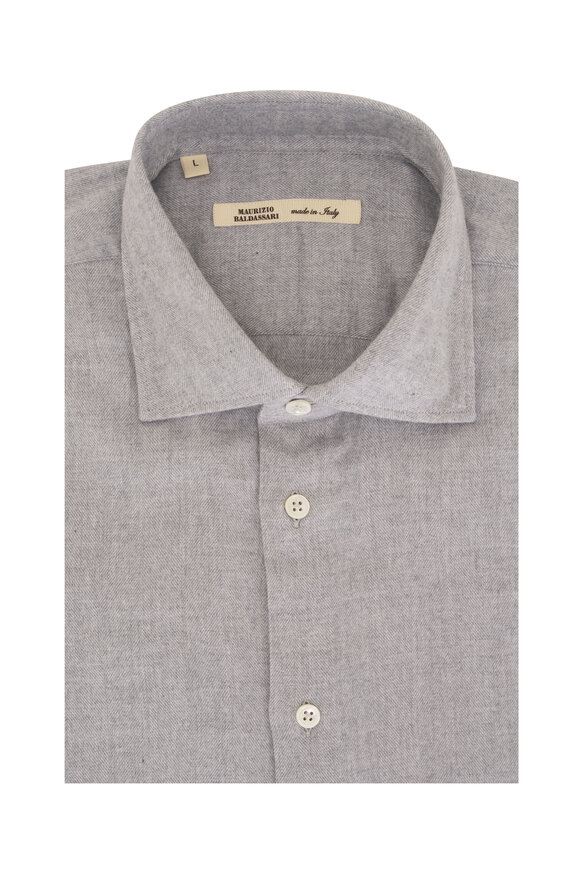 Maurizio Baldassari Light Gray Herringbone Sport Shirt