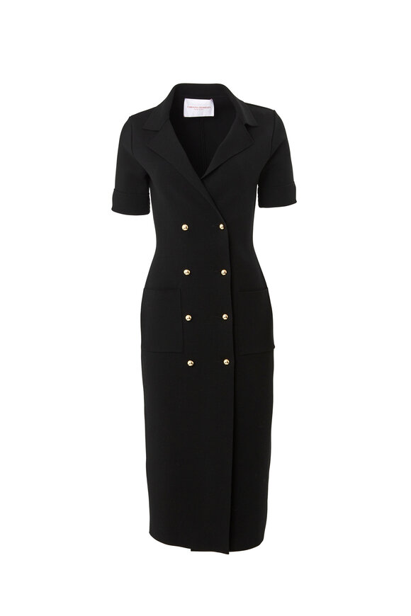 Carolina Herrera - Double Breasted Black Knit Midi Dress