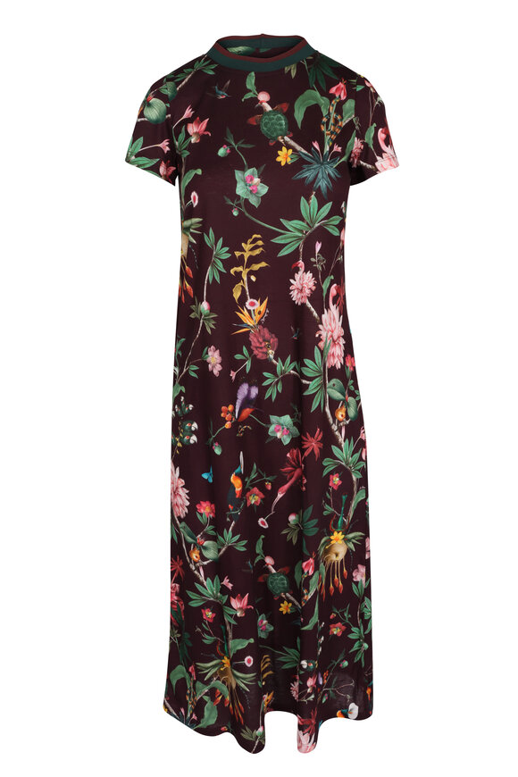 La DoubleJ Sporty Swing Burgundy Zooflora Dress