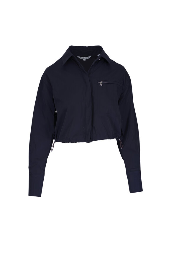 Veronica Beard Wilfred Navy Bungee Button Up Shirt