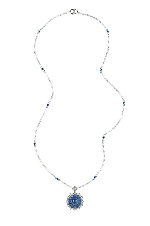 Nam Cho - 18K White Gold & Rhodium Sapphire Pendant Necklace