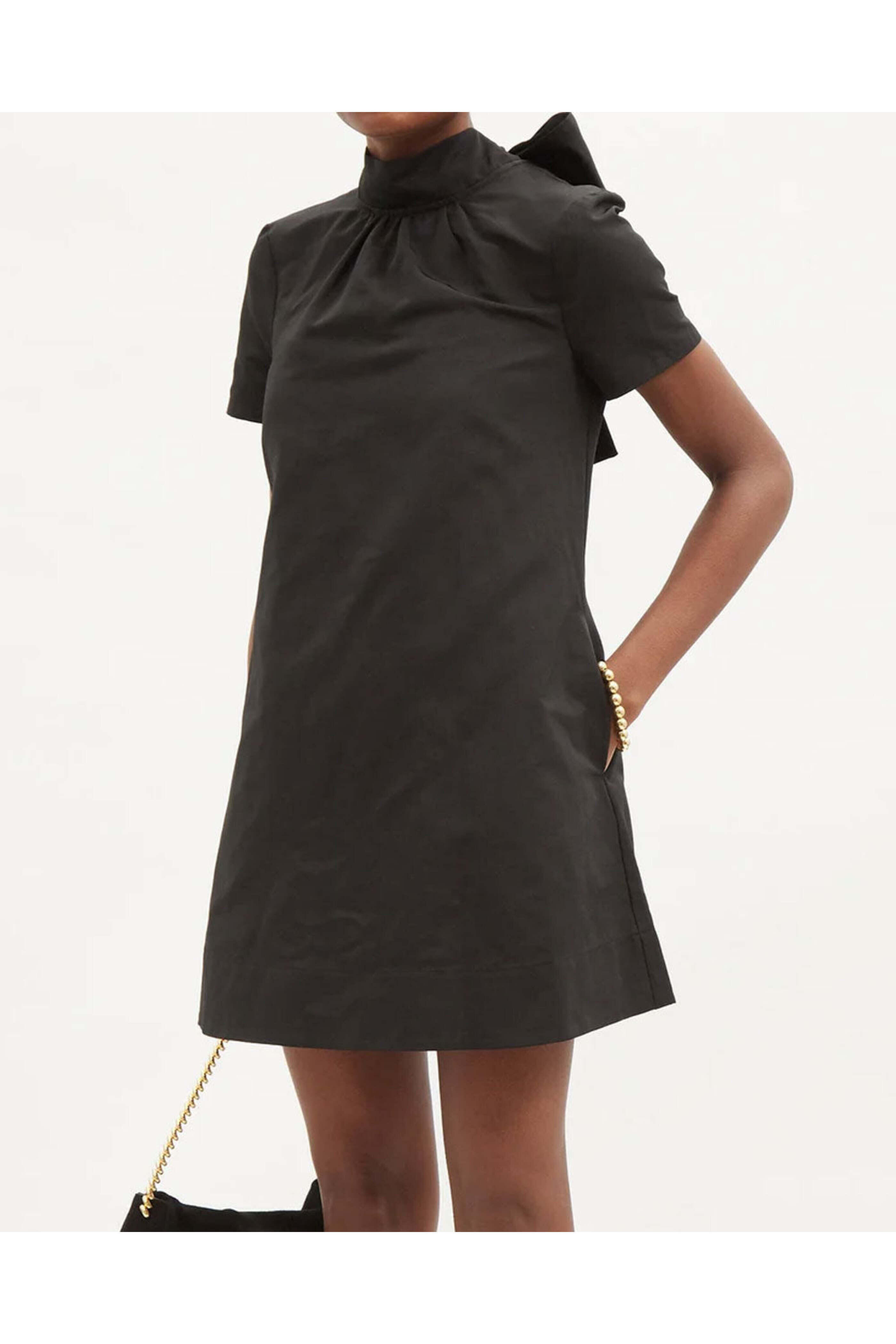 Staud - Black Bow Back Ilana Mini Dress